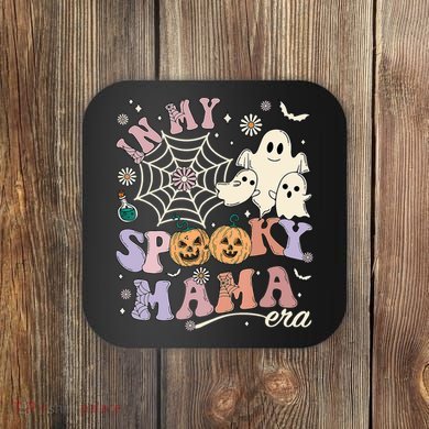 Groovy In My Spooky Mama Era Ghost Pumpkin Halloween Wo Coaster