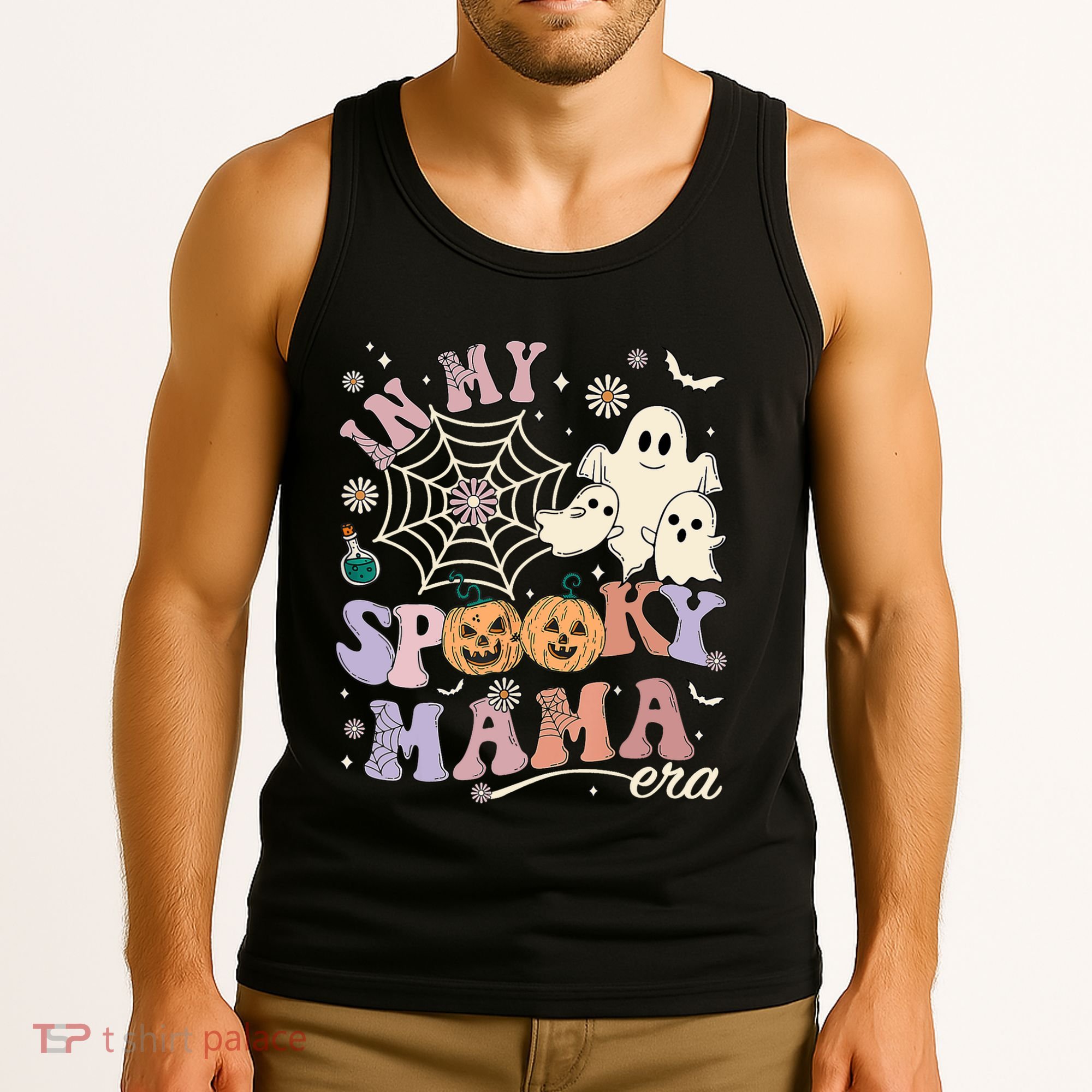 Groovy In My Spooky Mama Era Ghost Pumpkin Halloween Wo Tank Top