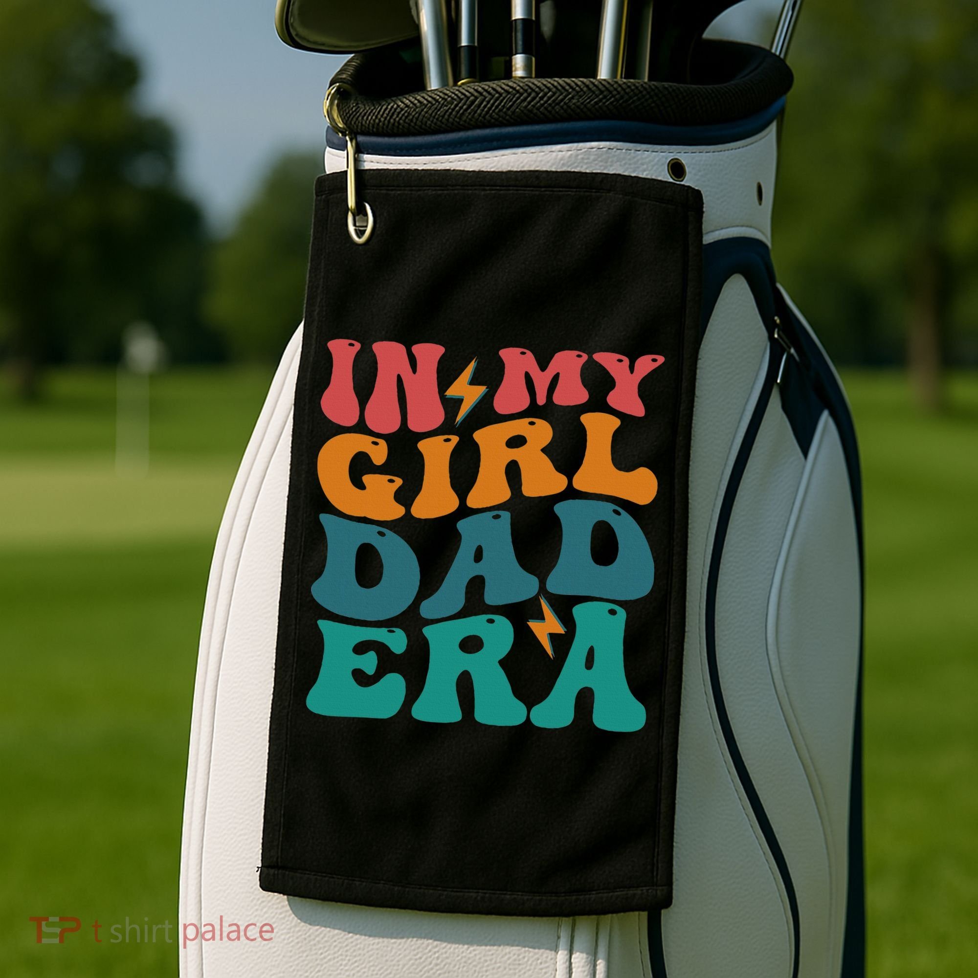 Groovy In My Girl Dad Era Golf Towel