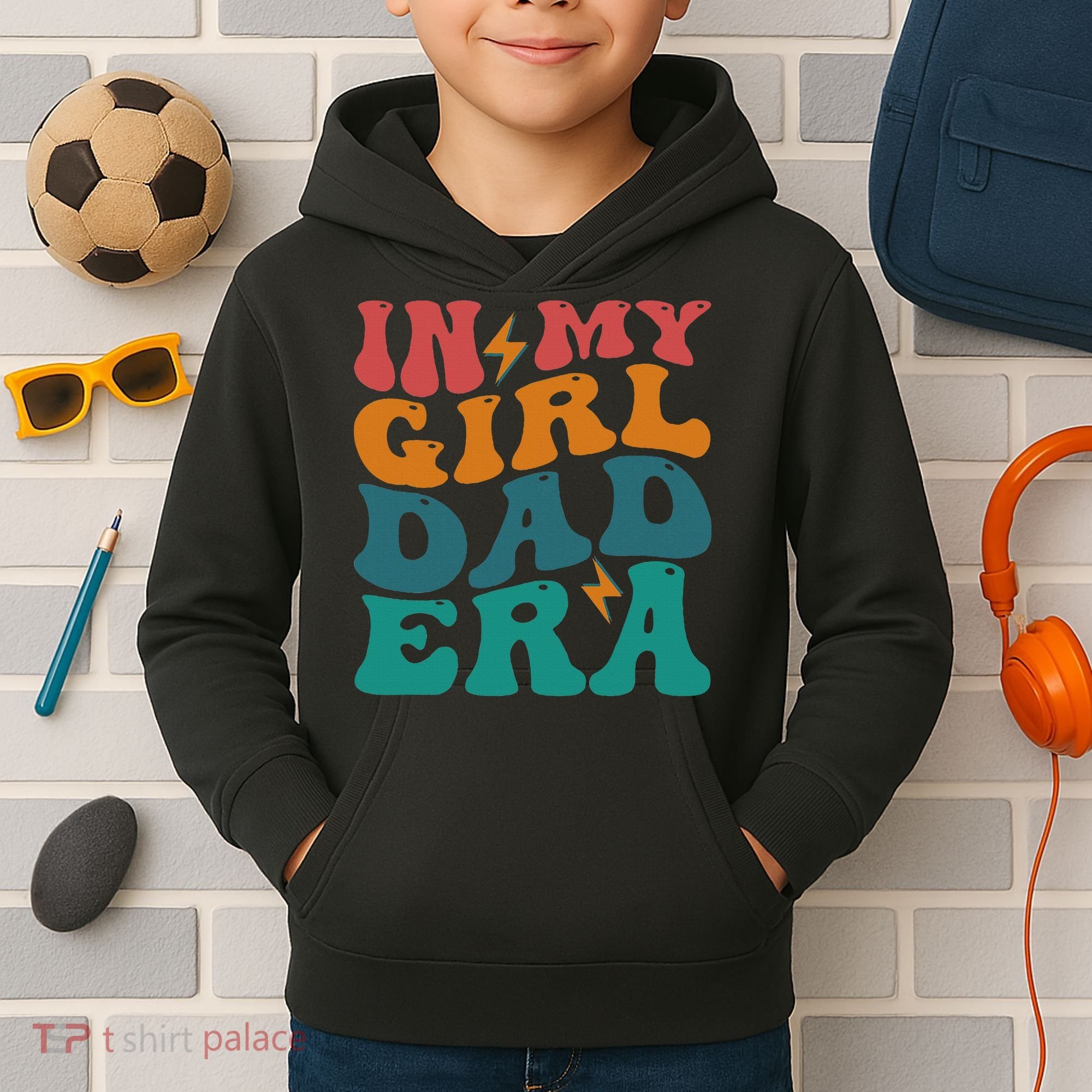 Groovy In My Girl Dad Era Kids Hoodie