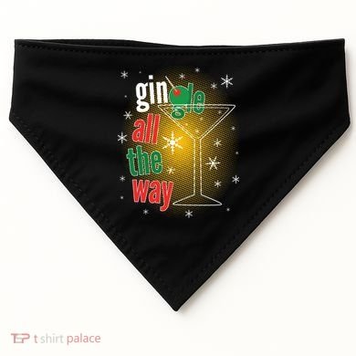 Gin all the way Jingle Funny Christmas USA-Made Doggie Bandana