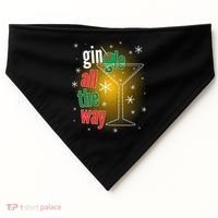 Gin all the way Jingle Funny Christmas USA-Made Doggie Bandana thumb 0