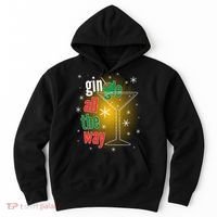Gin all the way Jingle Funny Christmas Hoodie thumb 0