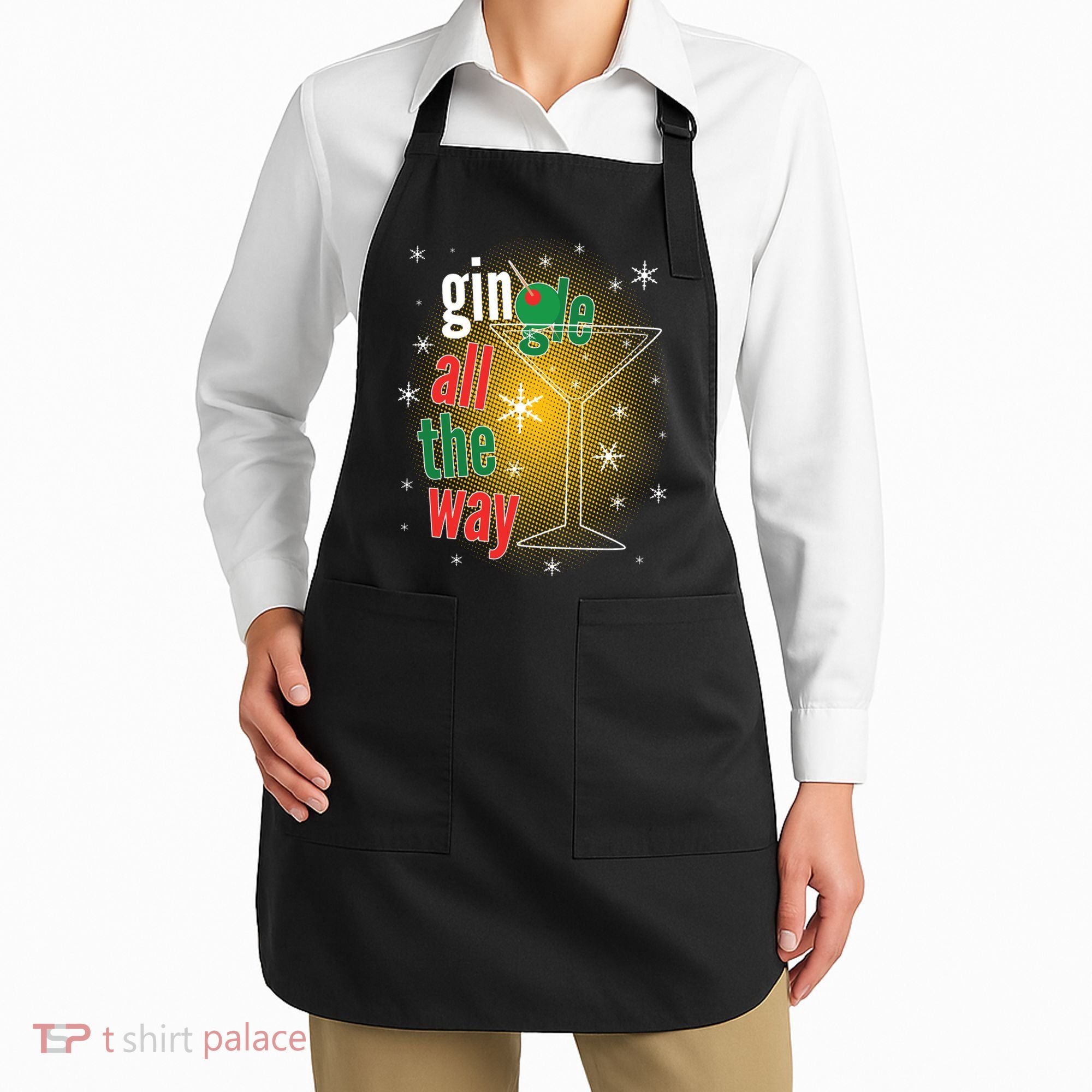 Gin all the way Jingle Funny Christmas Apron