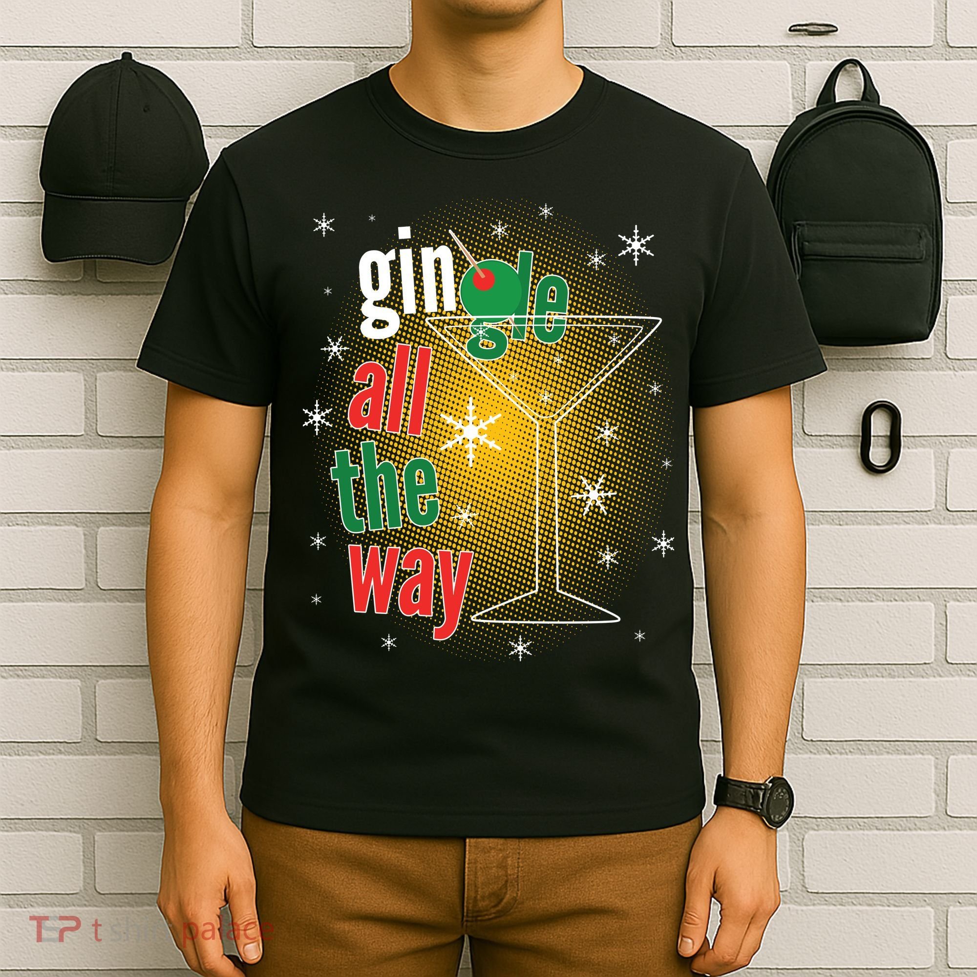 Gin all the way Jingle Funny Christmas T-Shirt