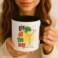 Gin all the way Jingle Funny Christmas Coffee Mug thumb 3