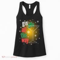 Gin all the way Jingle Funny Christmas Women's Tank Top thumb 0