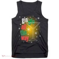 Gin all the way Jingle Funny Christmas Tank Top thumb 0