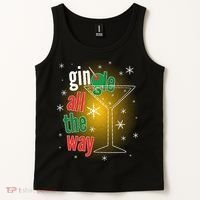 Gin all the way Jingle Funny Christmas Tank Top thumb 2