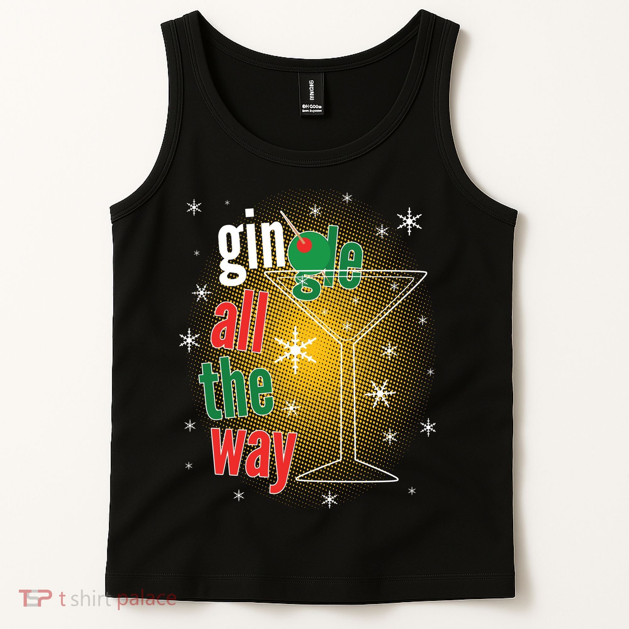 Gin all the way Jingle Funny Christmas Tank Top