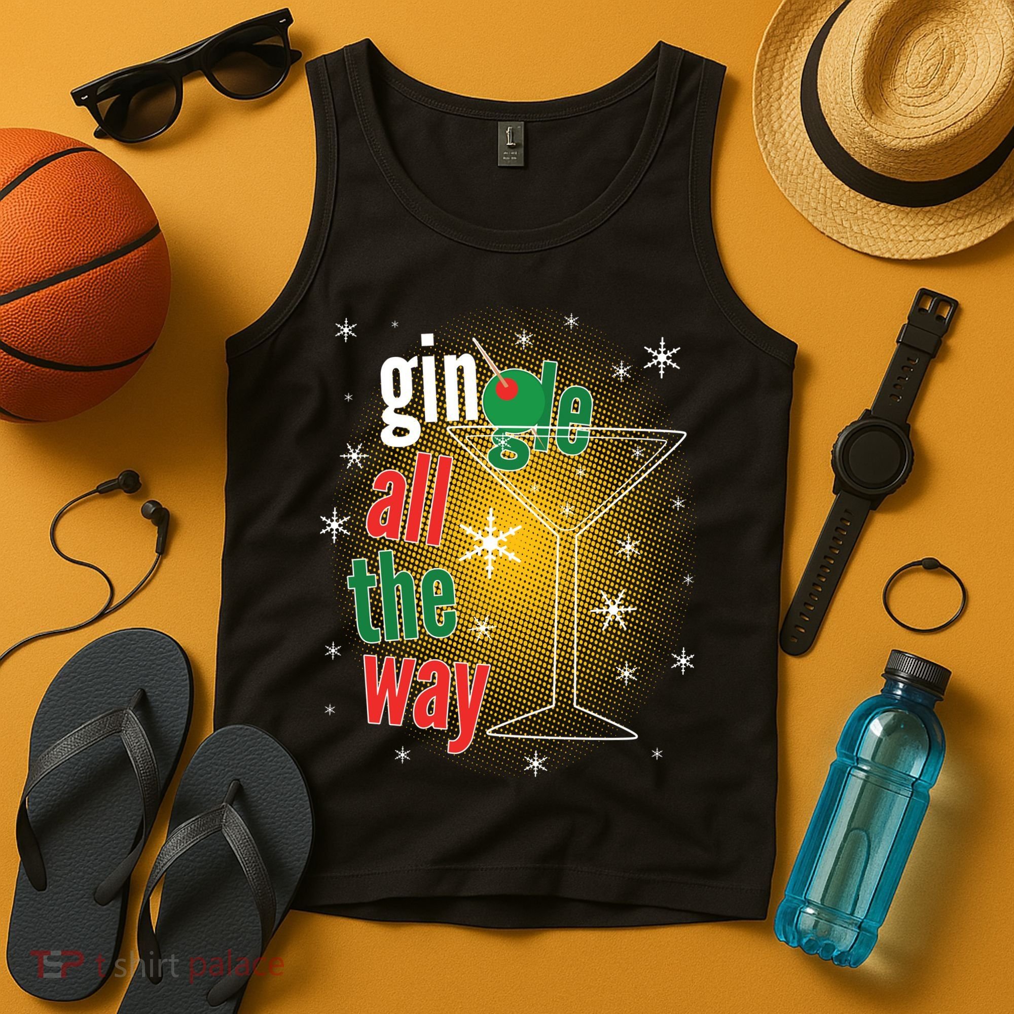 Gin all the way Jingle Funny Christmas Tank Top