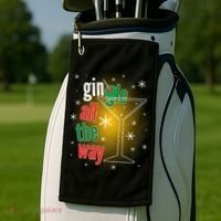 Gin all the way Jingle Funny Christmas Golf Towel thumb 2