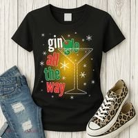Gin all the way Jingle Funny Christmas Women's T-Shirt thumb 3