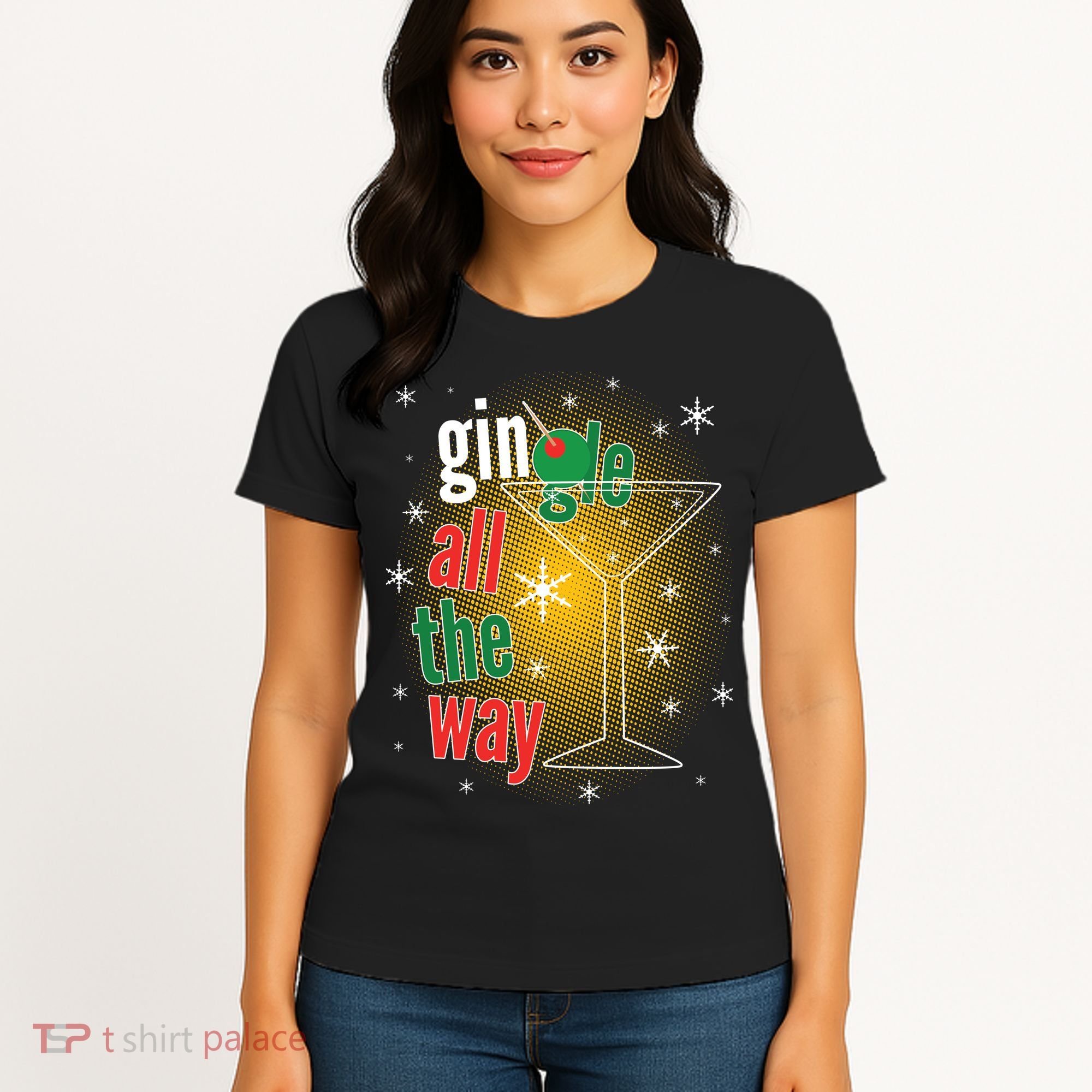 Gin all the way Jingle Funny Christmas Women's T-Shirt