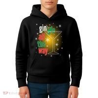 Gin all the way Jingle Funny Christmas Kids Hoodie thumb 4