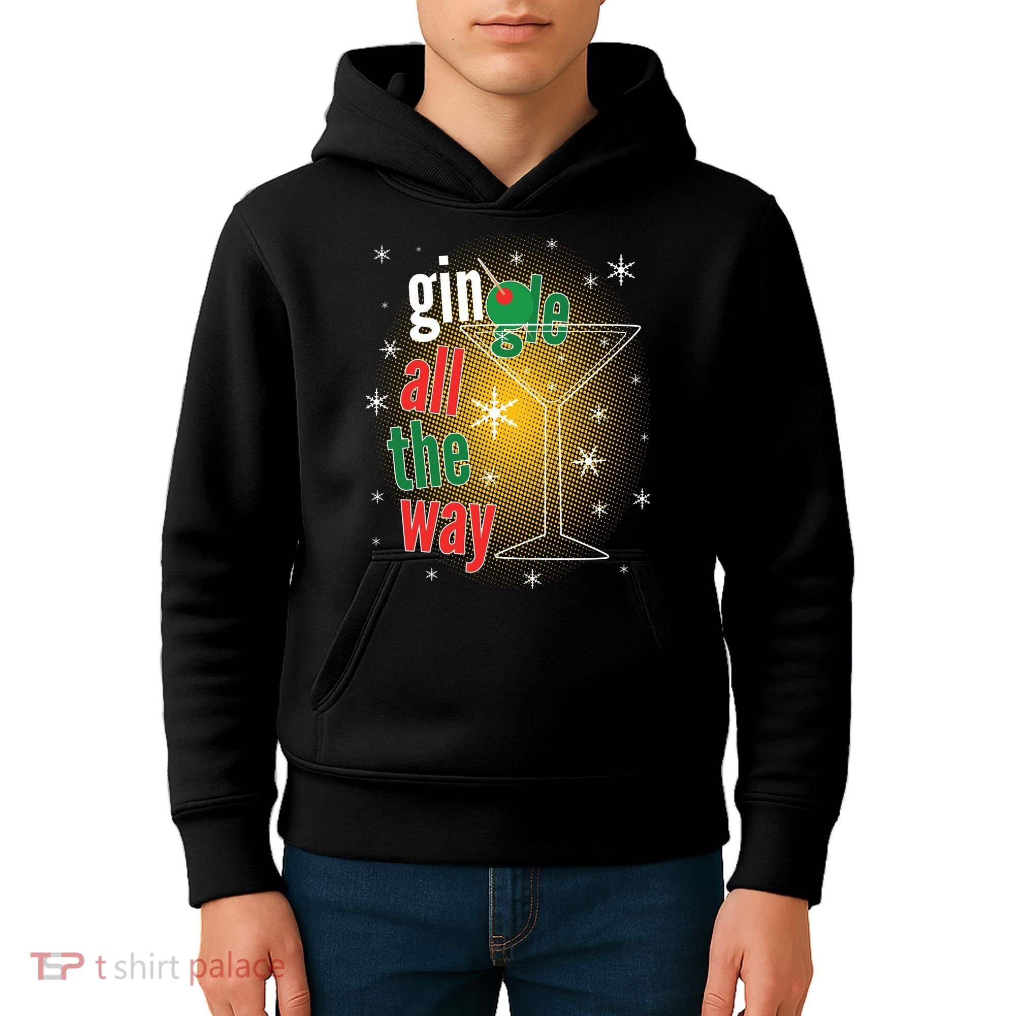 Gin all the way Jingle Funny Christmas Kids Hoodie