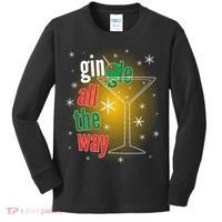 Gin all the way Jingle Funny Christmas Kids Long Sleeve Shirt thumb 0
