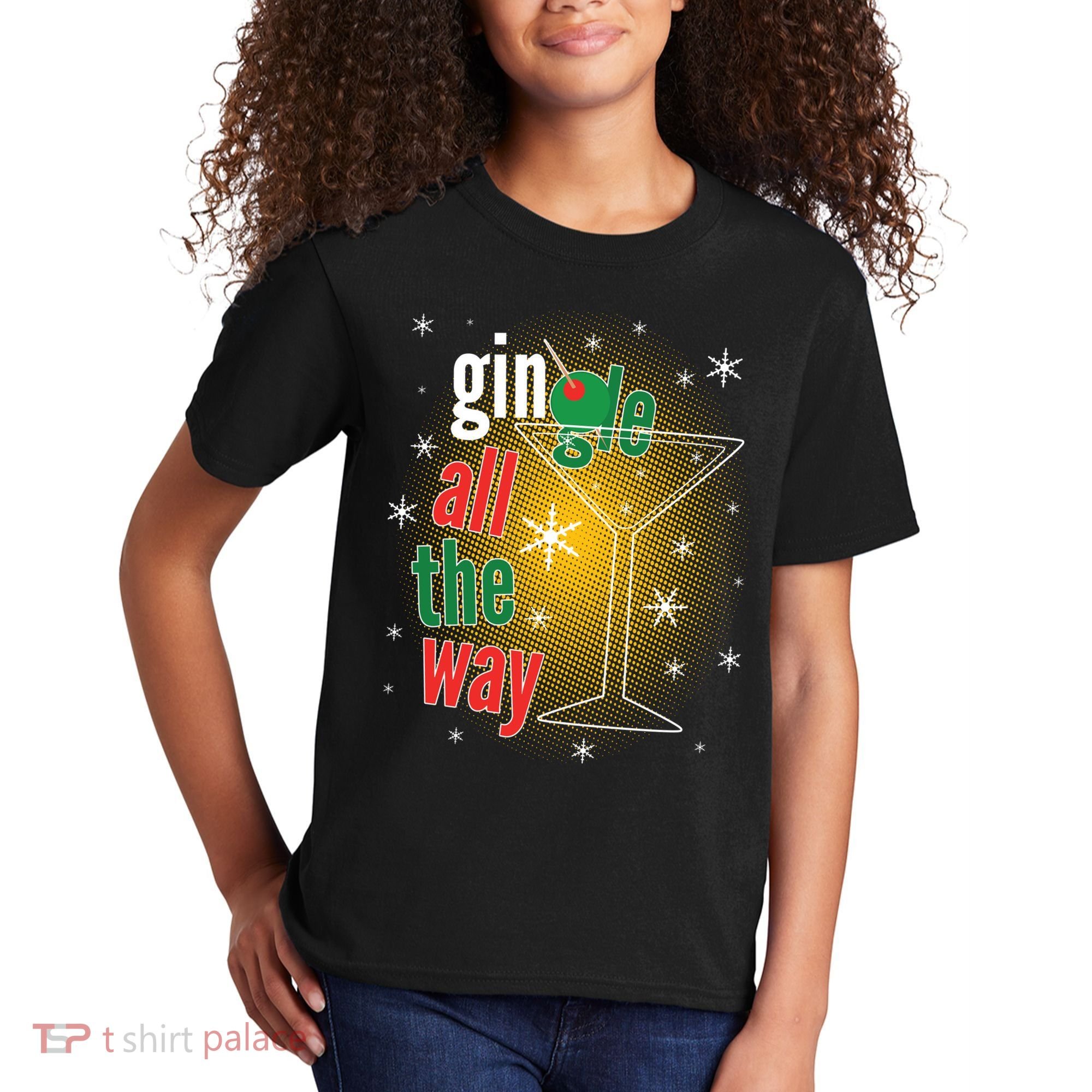 Gin all the way Jingle Funny Christmas Kids T-Shirt
