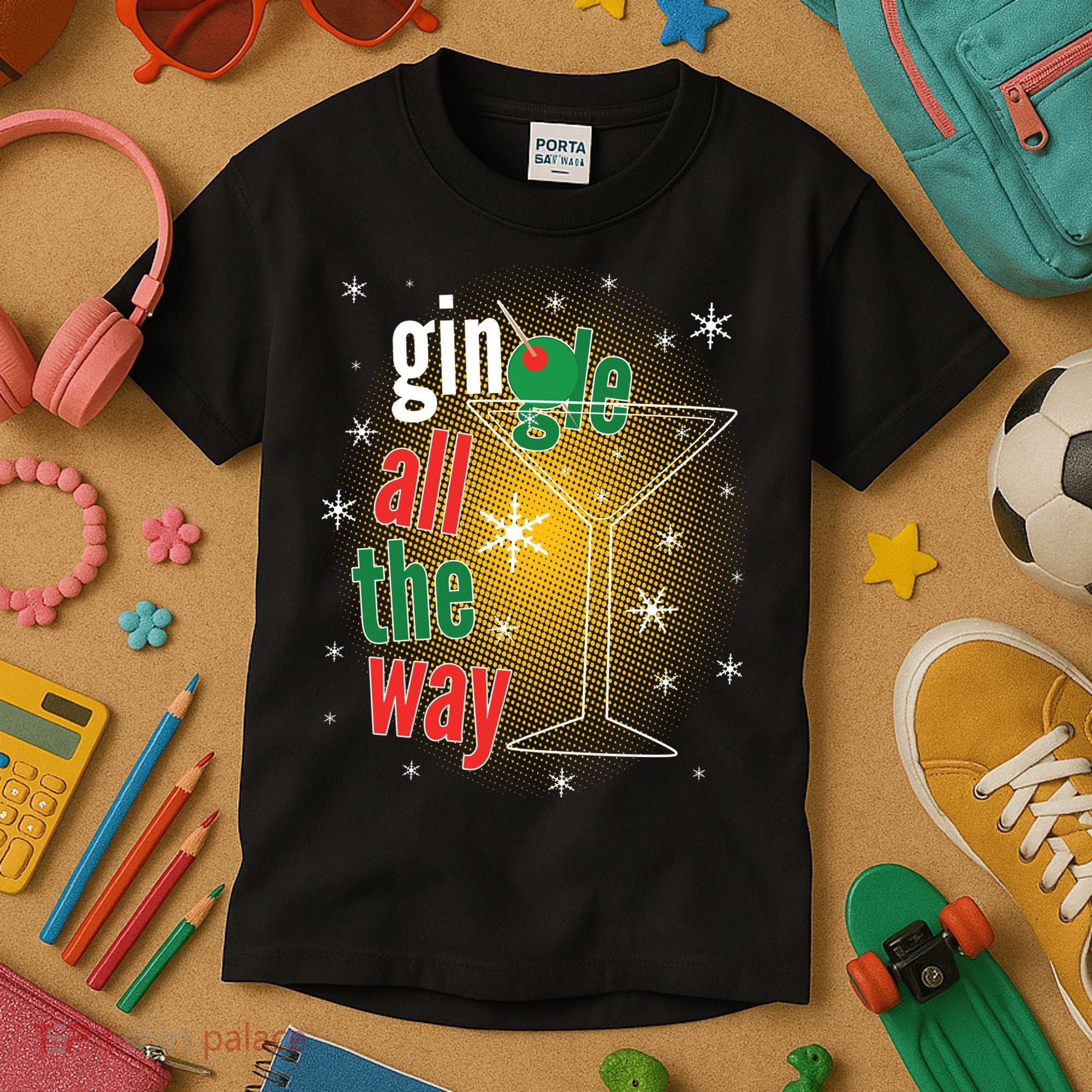 Gin all the way Jingle Funny Christmas Kids T-Shirt