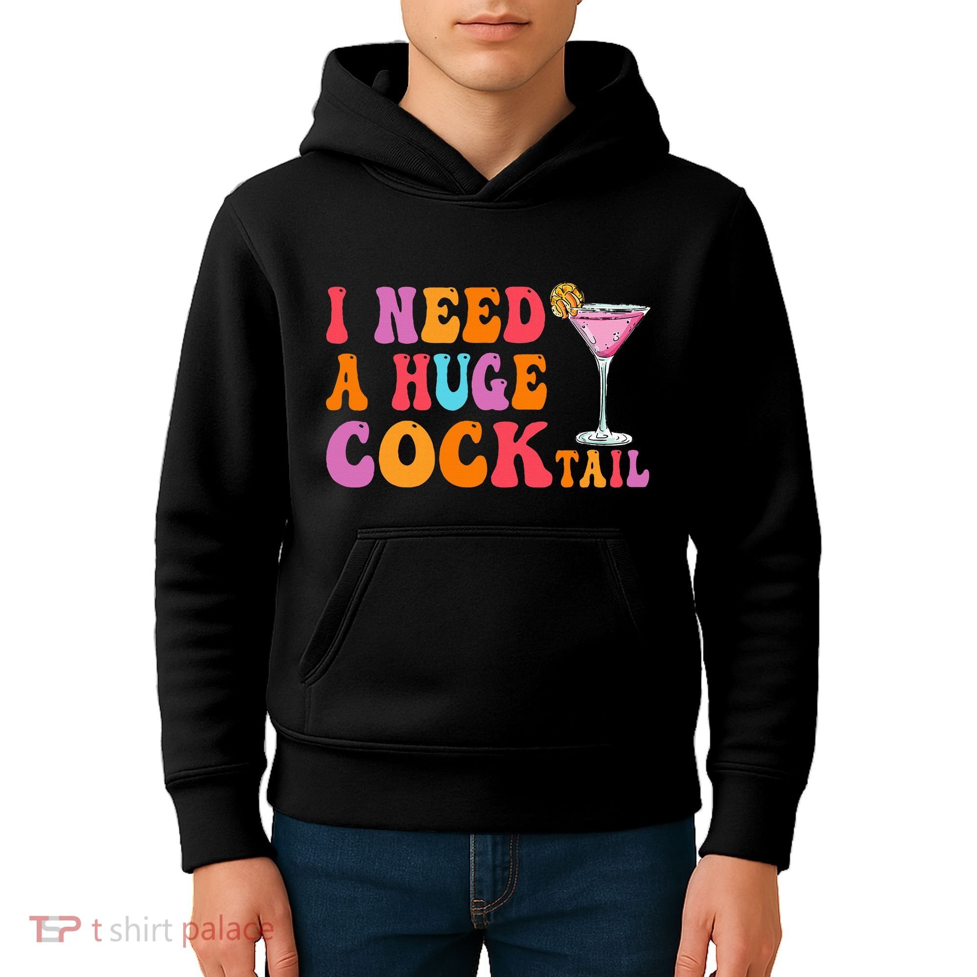 Groovy I Need A Huge Cocktail Funny Adult Humor Drinking Kids Hoodie