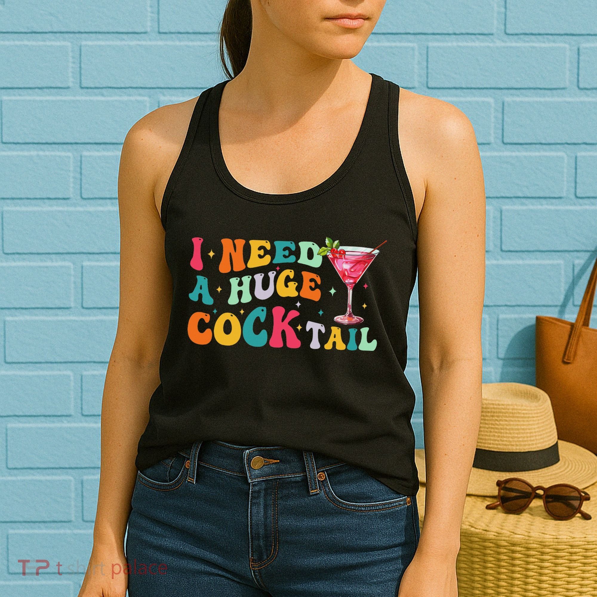 Groovy I Need A Huge Cocktail Funny Adult Humor Drinking Women's Tank Top