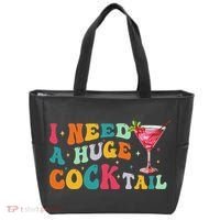 Groovy I Need A Huge Cocktail Funny Adult Humor Drinking Tote Bag thumb 0