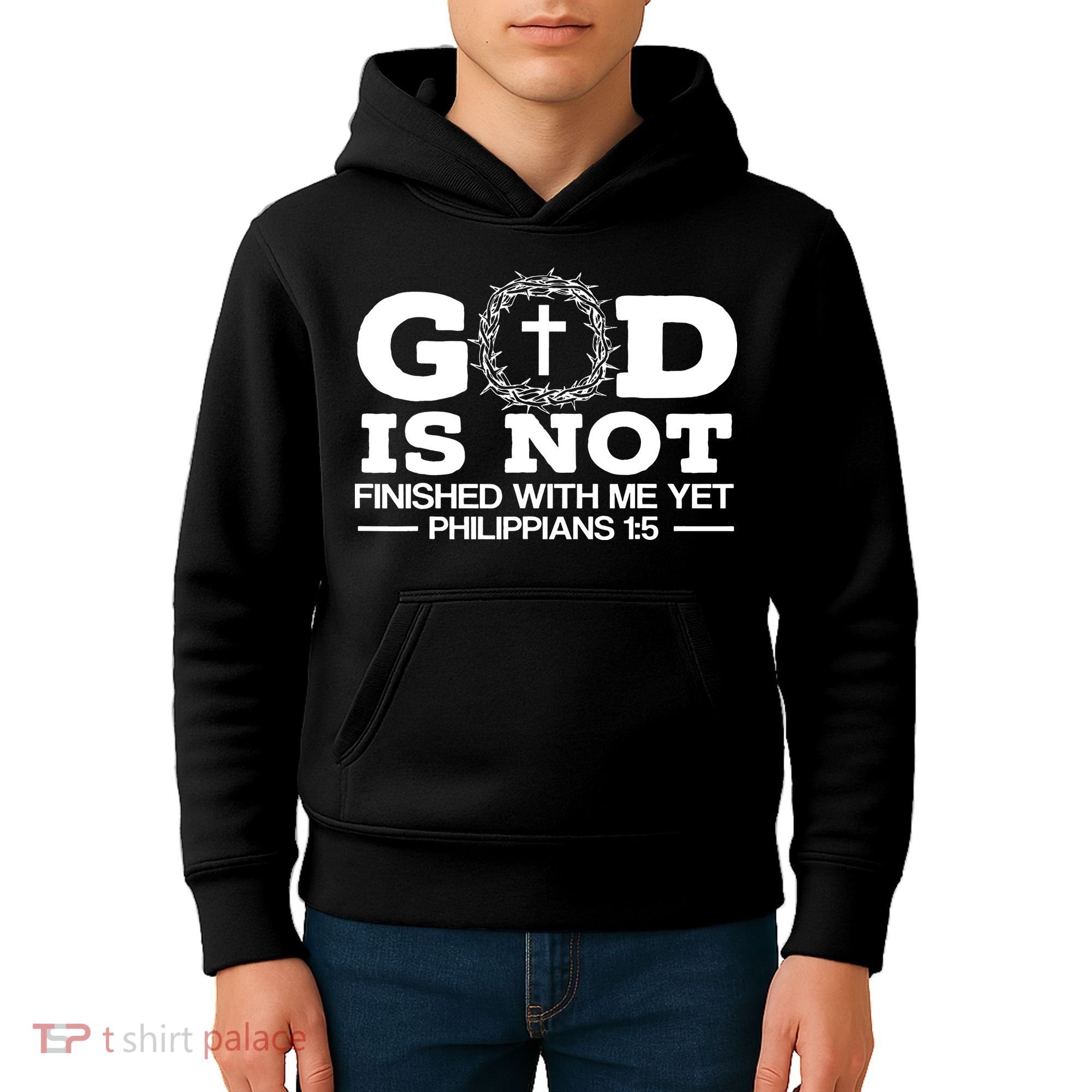 God Is Not Finished With Me Yet Christian Religious Kids Hoodie