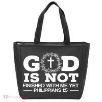 God Is Not Finished With Me Yet Christian Religious Tote Bag thumb 0