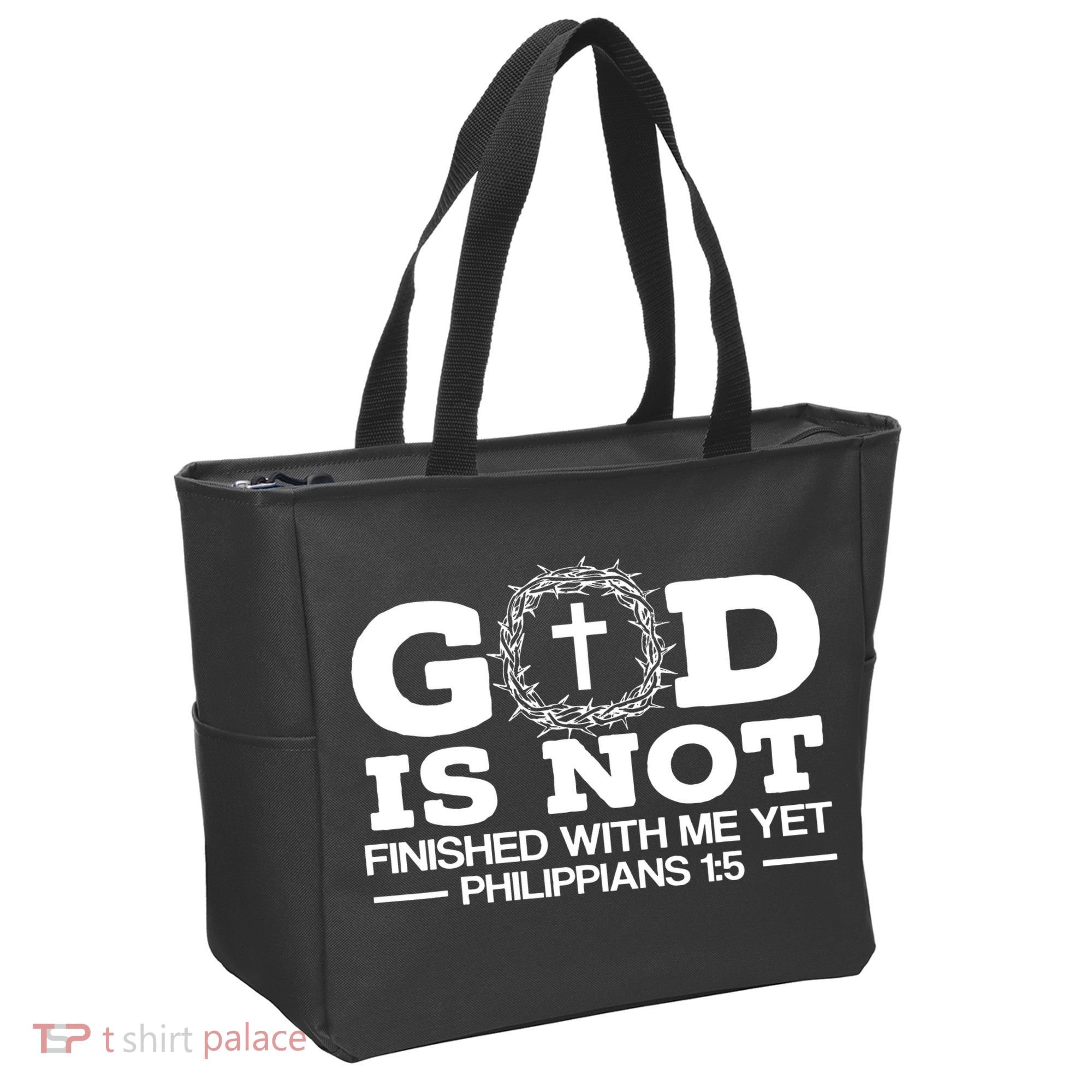 God Is Not Finished With Me Yet Christian Religious Tote Bag