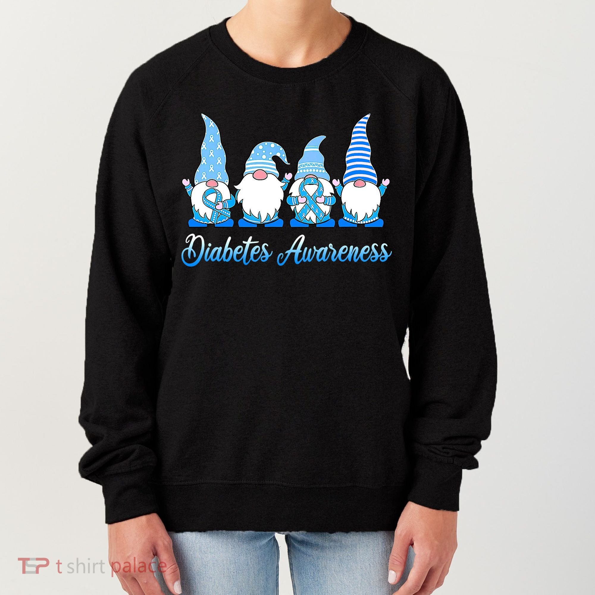 Gnomes In November We Wear Blue Diabetes Awareness Gnome Women's Sweatshirt