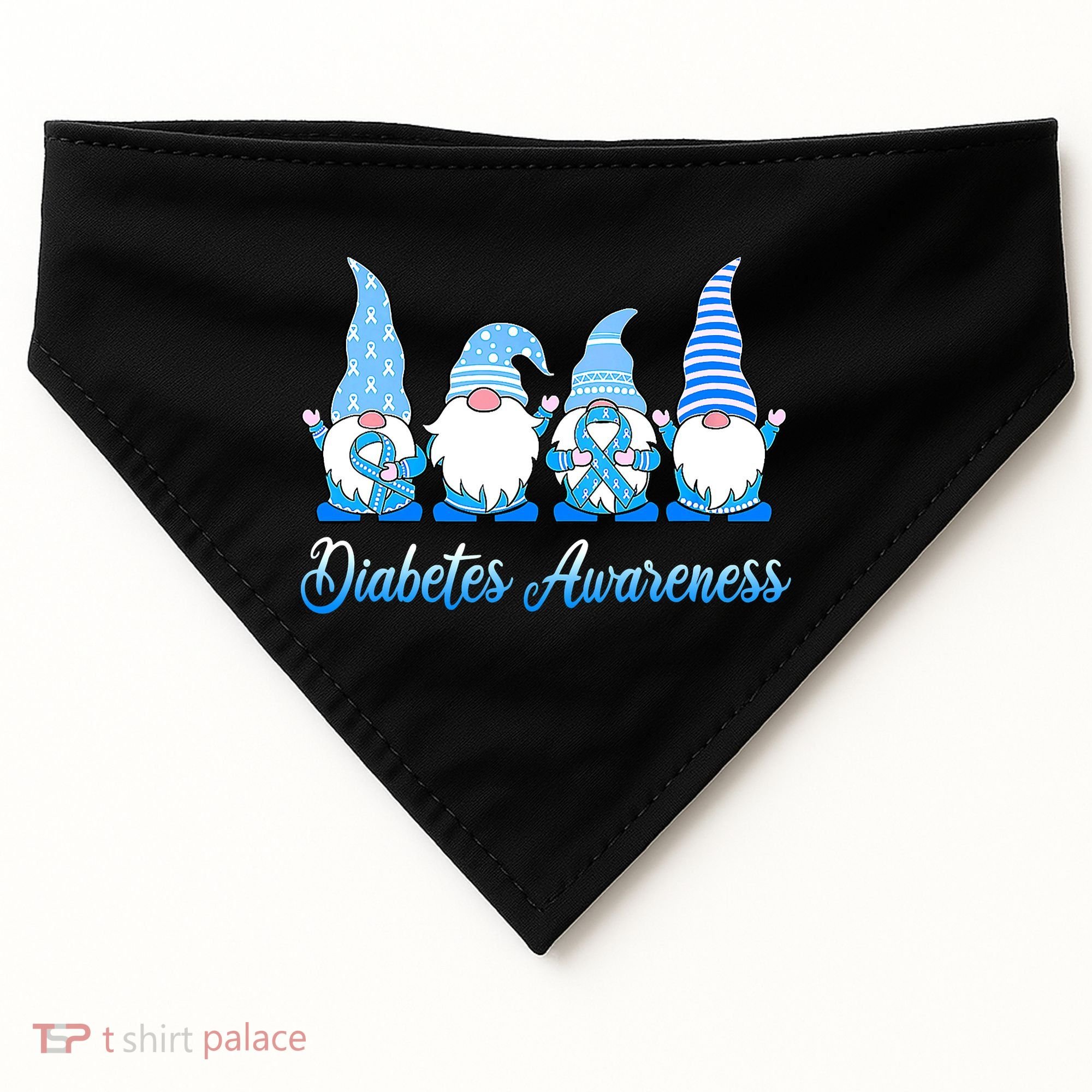 Gnomes In November We Wear Blue Diabetes Awareness Gnome USA-Made Doggie Bandana