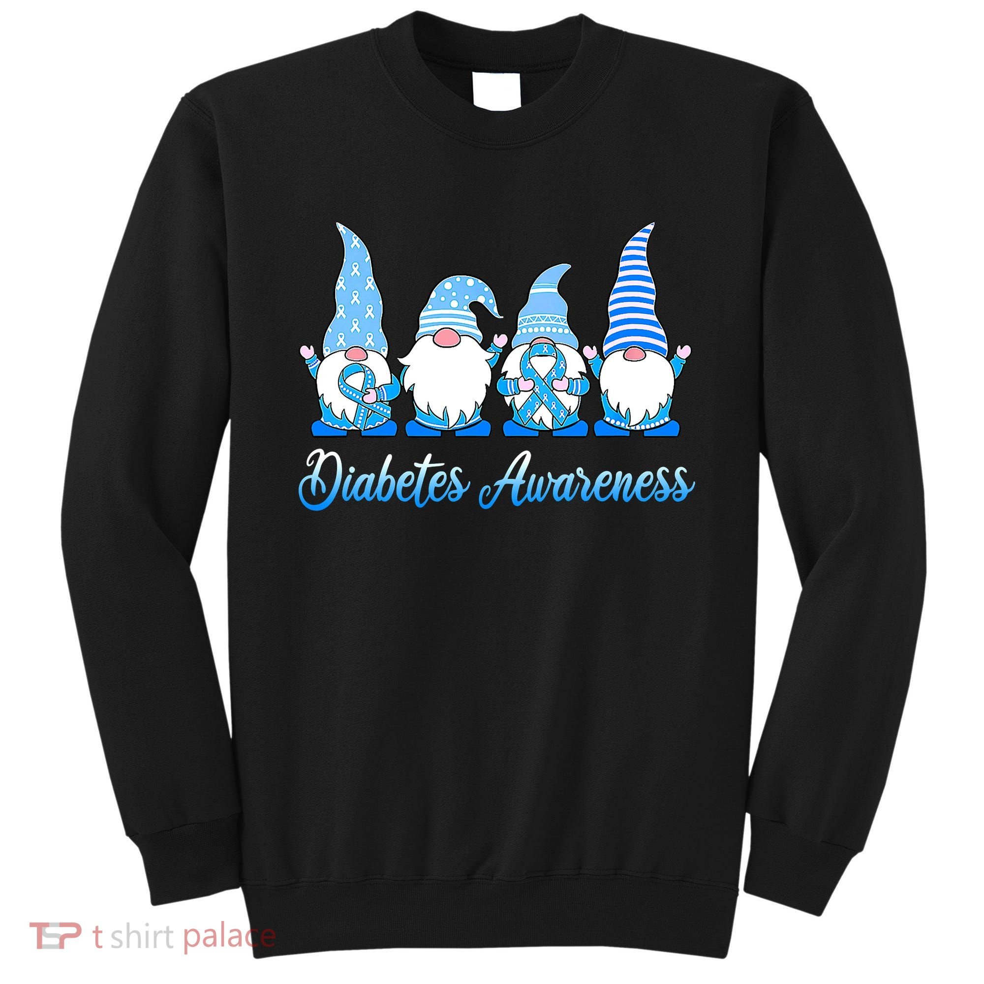 Gnomes In November We Wear Blue Diabetes Awareness Gnome Sweatshirt