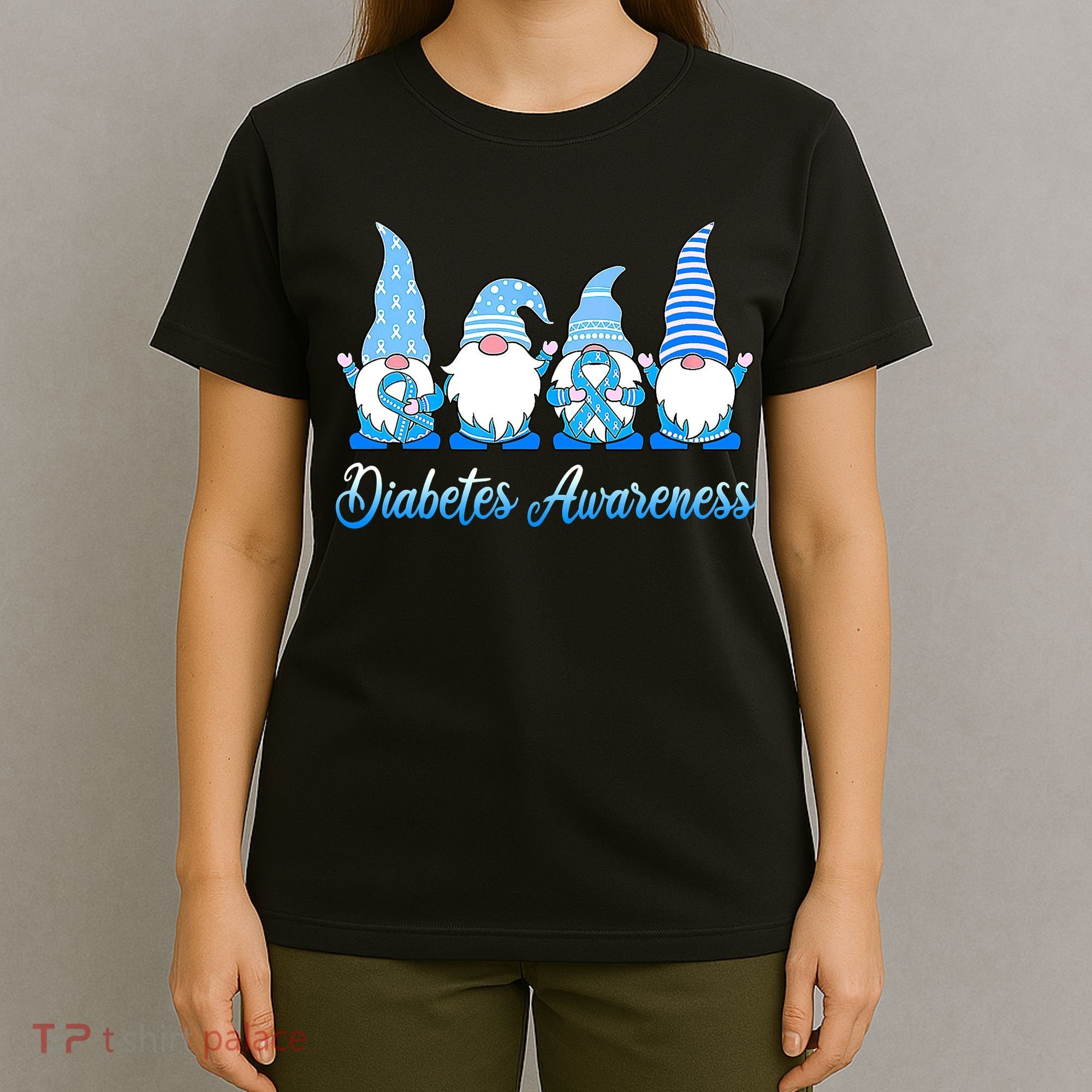 Gnomes In November We Wear Blue Diabetes Awareness Gnome T-Shirt