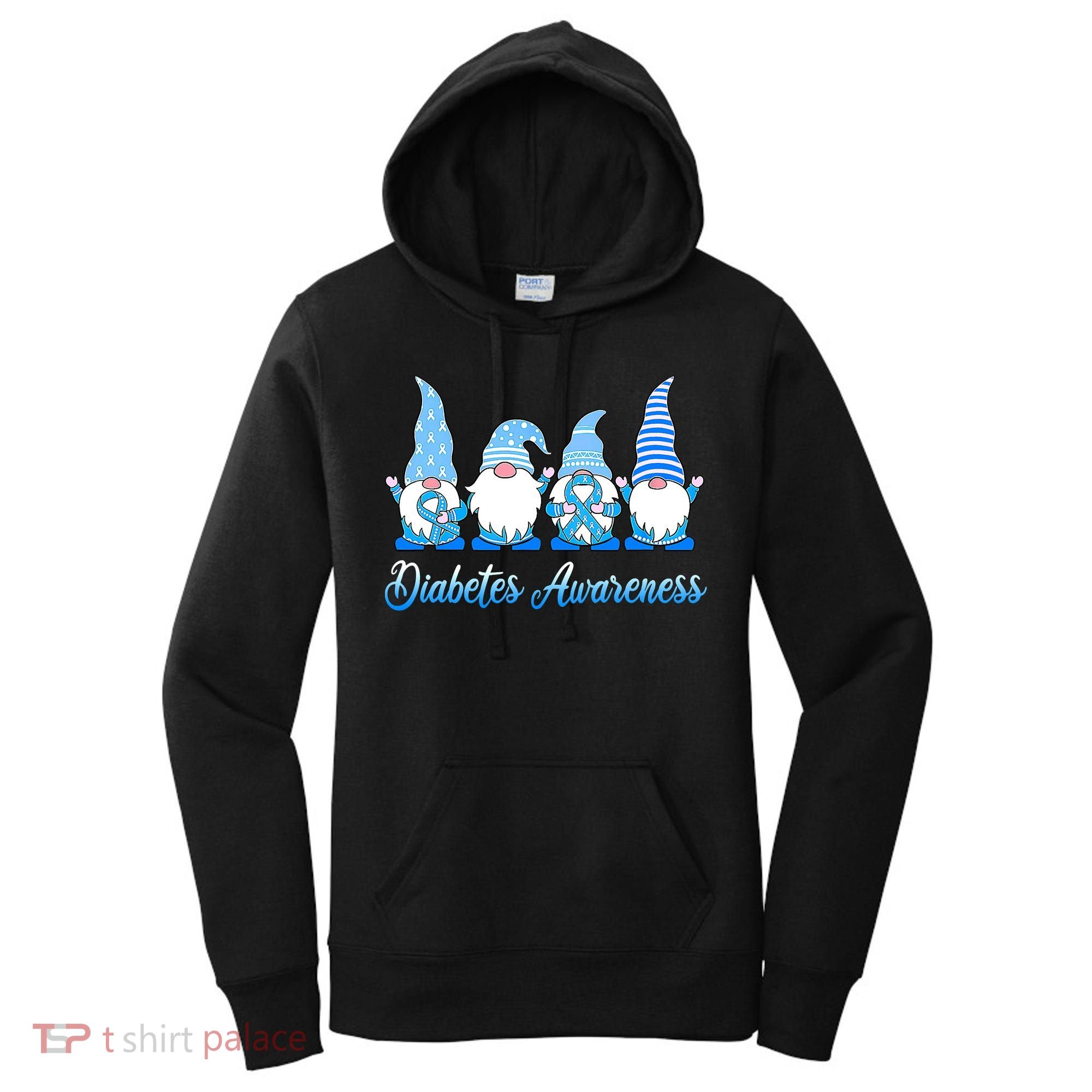 Gnomes In November We Wear Blue Diabetes Awareness Gnome Women's Hoodie