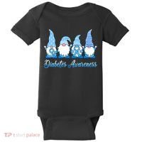 Gnomes In November We Wear Blue Diabetes Awareness Gnome Baby Bodysuit thumb 0