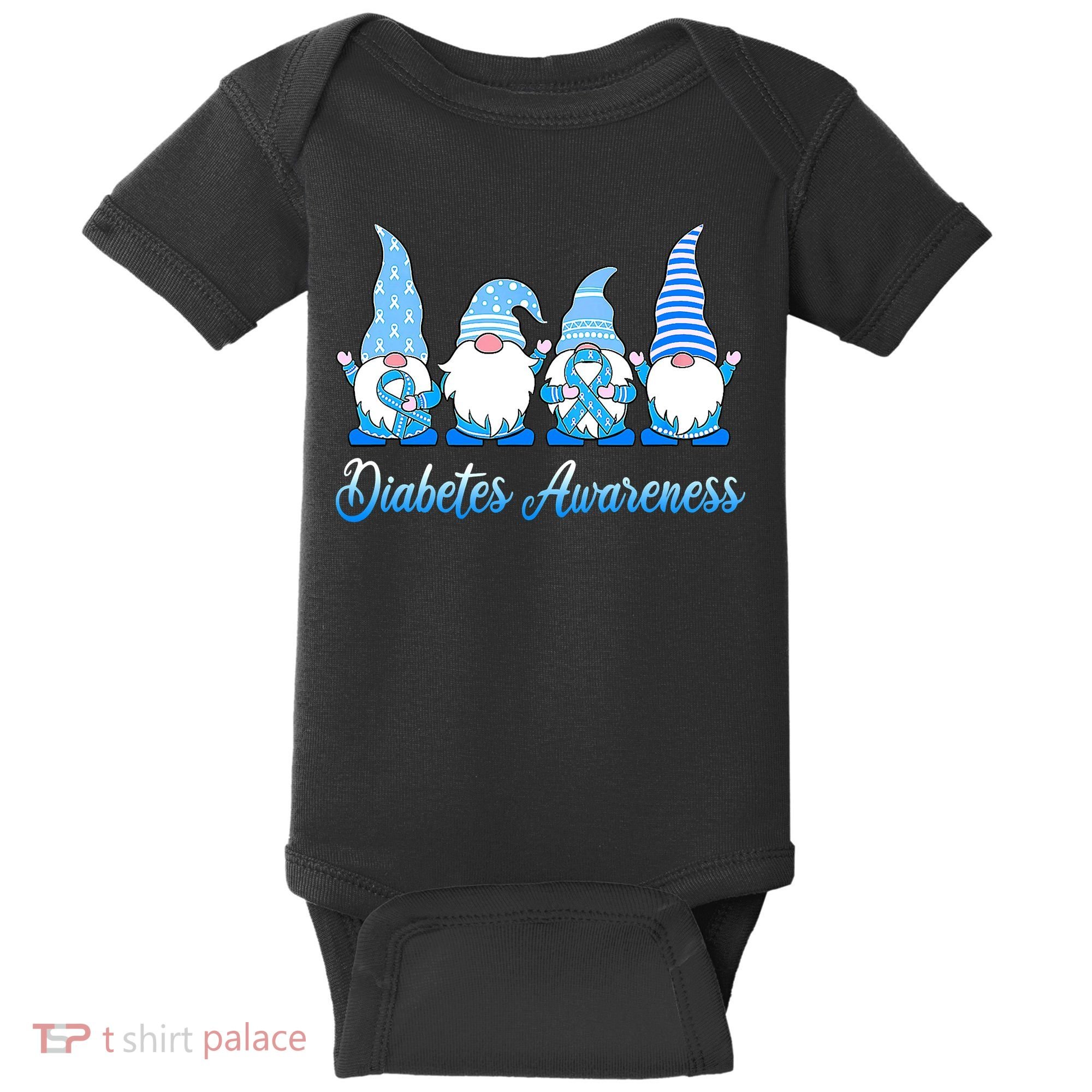 Gnomes In November We Wear Blue Diabetes Awareness Gnome Baby Bodysuit