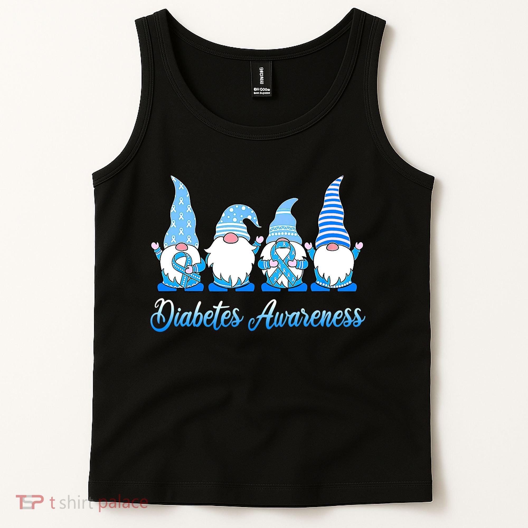 Gnomes In November We Wear Blue Diabetes Awareness Gnome Tank Top