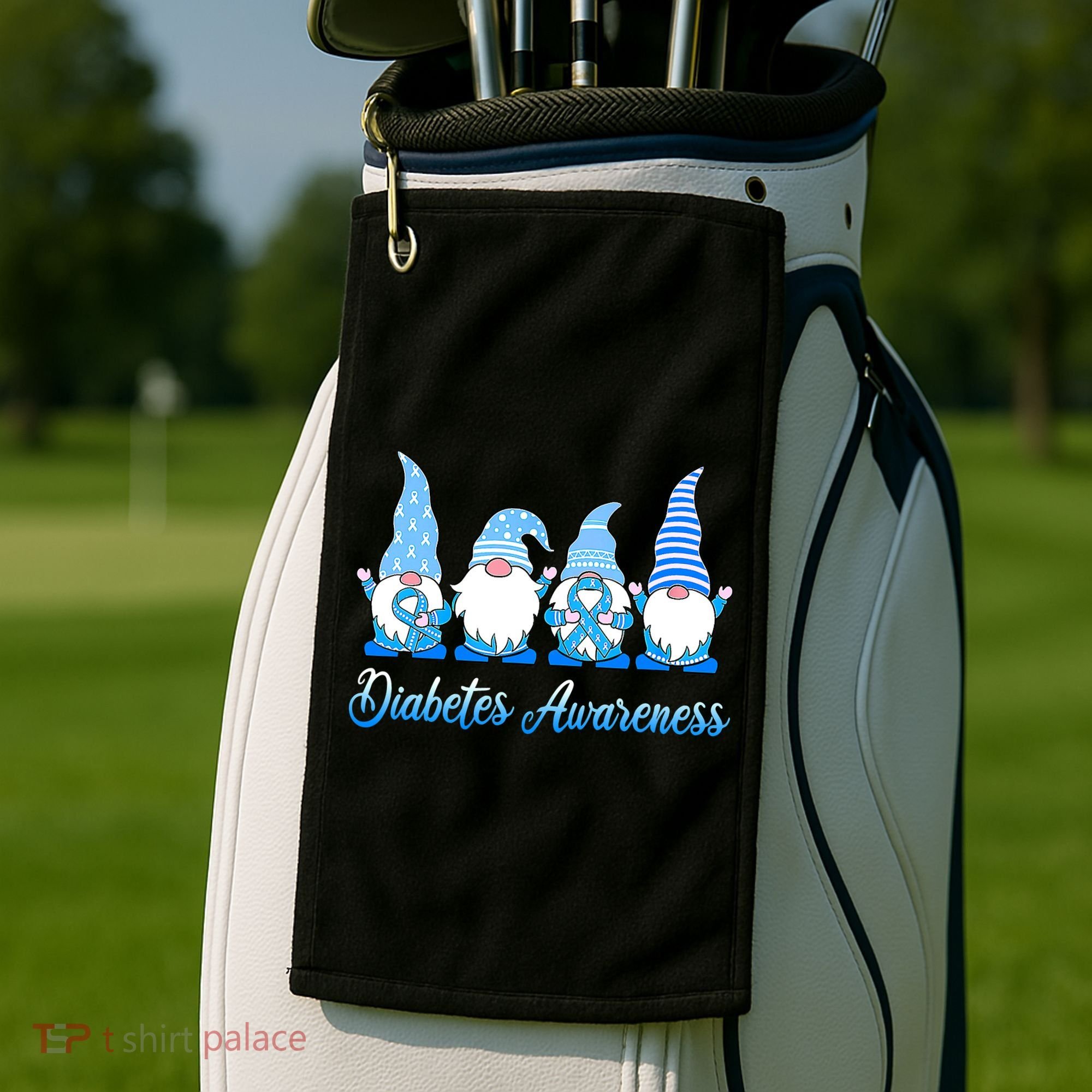Gnomes In November We Wear Blue Diabetes Awareness Gnome Golf Towel