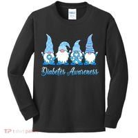 Gnomes In November We Wear Blue Diabetes Awareness Gnome Kids Long Sleeve Shirt thumb 0