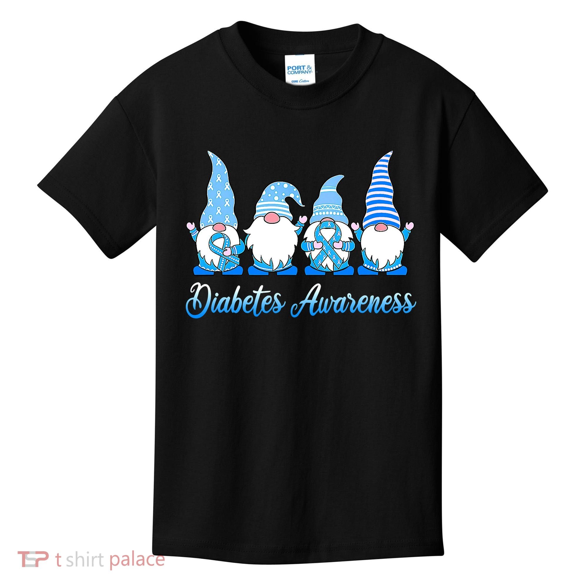 Gnomes In November We Wear Blue Diabetes Awareness Gnome Kids T-Shirt