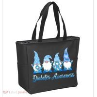 Gnomes In November We Wear Blue Diabetes Awareness Gnome Tote Bag thumb 2