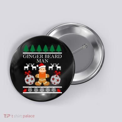 Ginger Beard Man Ugly Christmas Sweater Button