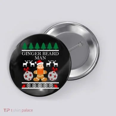Ginger Beard Man Ugly Christmas Sweater Button