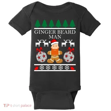 Ginger Beard Man Ugly Christmas Sweater Baby Bodysuit