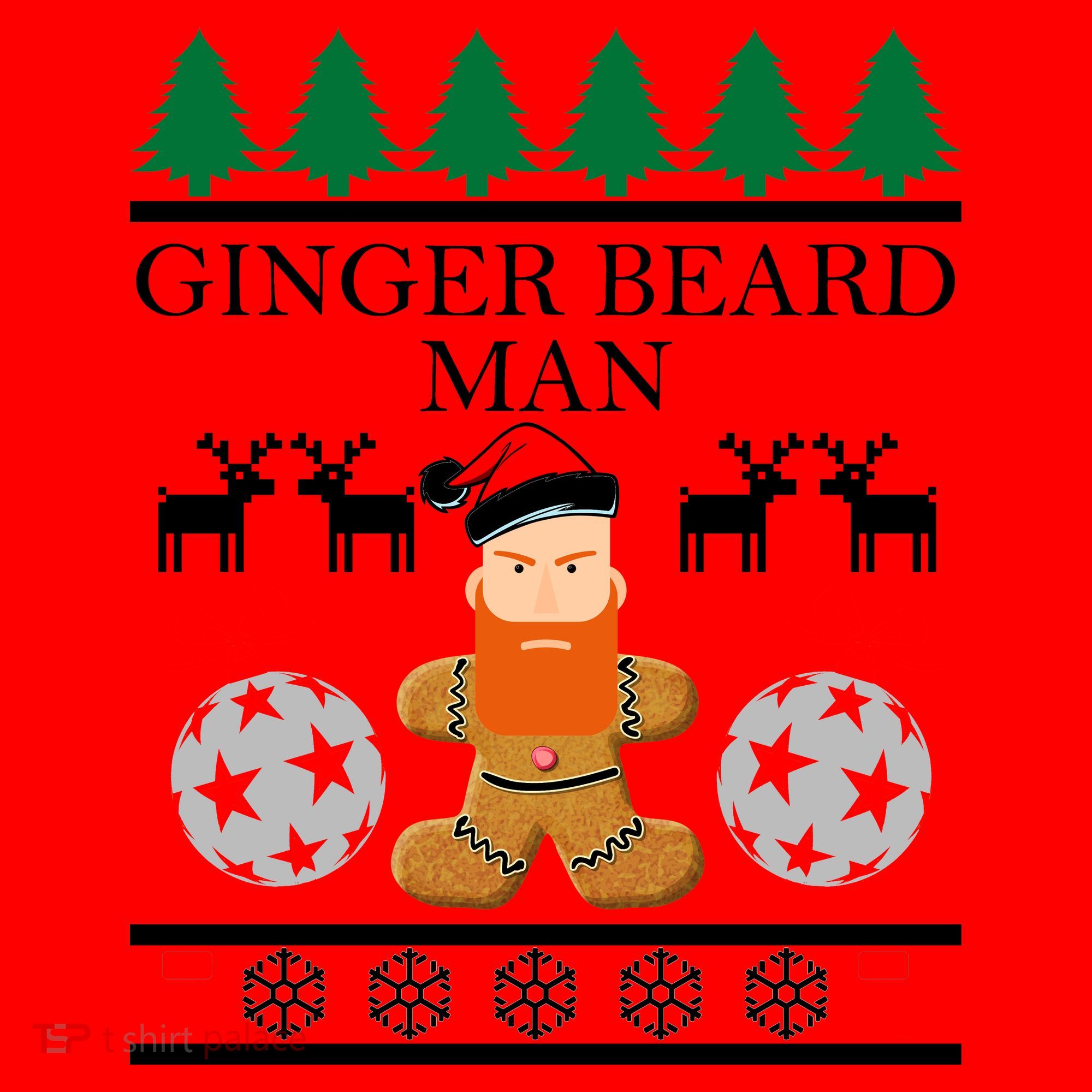 Ginger Beard Man Ugly Christmas Sweater Santa Hat