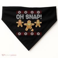 Gingerbread Oh Snap Ugly Christmas Sweater USA-Made Doggie Bandana thumb 0