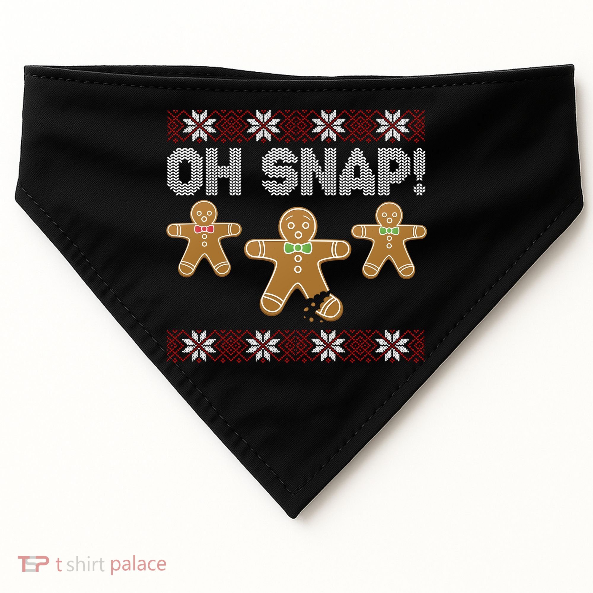 Gingerbread Oh Snap Ugly Christmas Sweater USA-Made Doggie Bandana