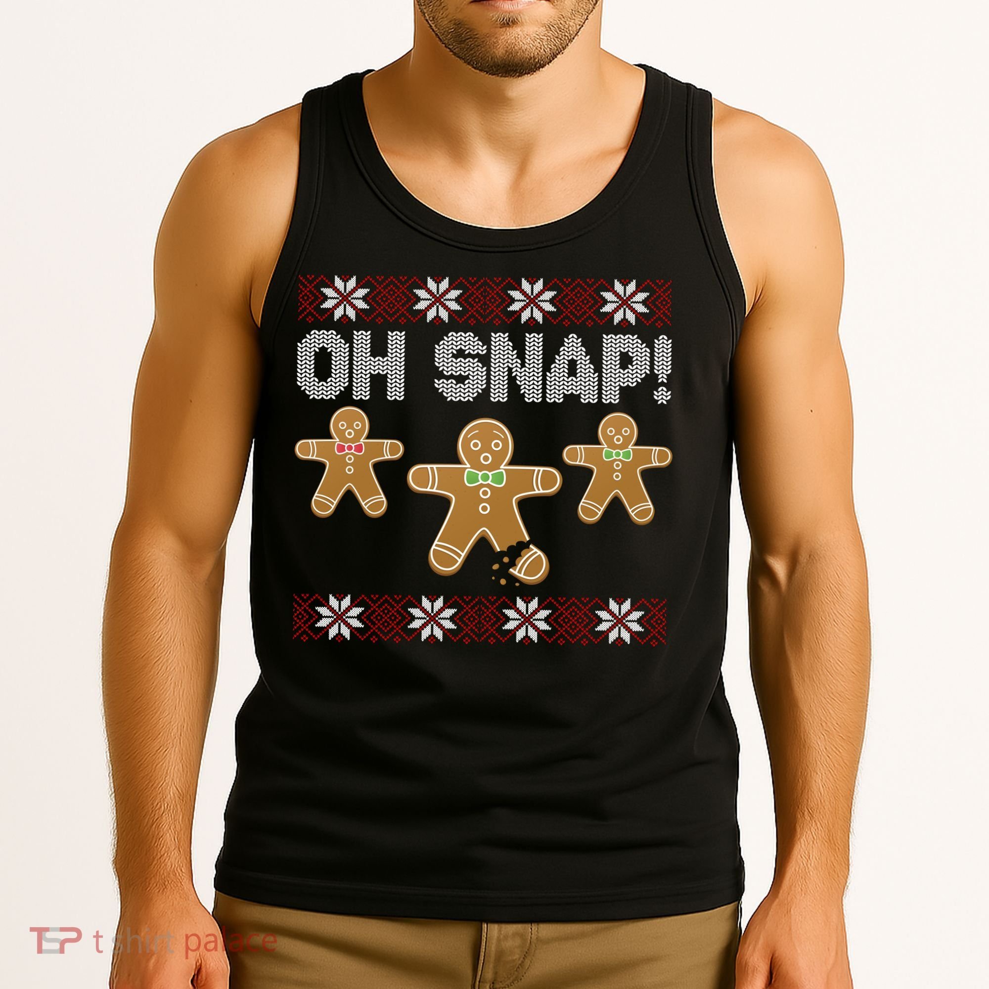Gingerbread Oh Snap Ugly Christmas Sweater Tank Top