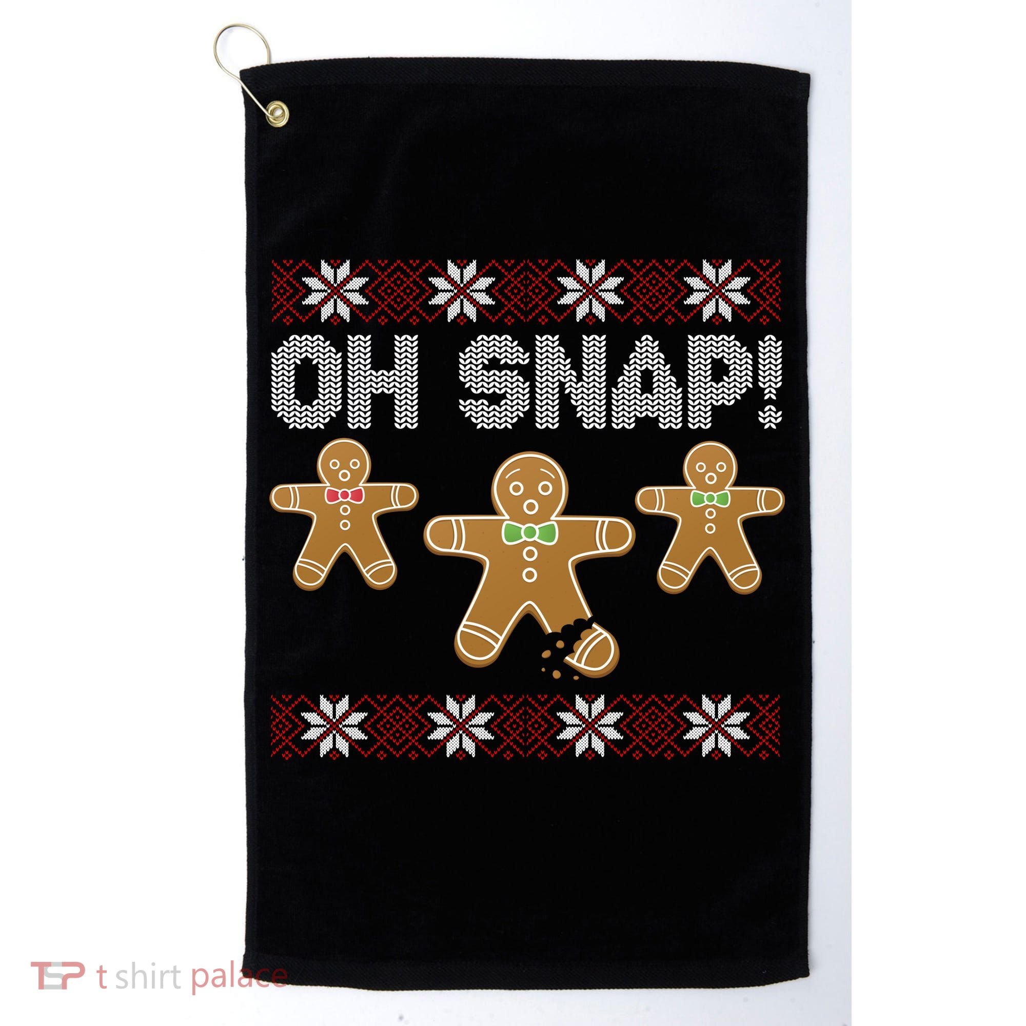 Gingerbread Oh Snap Ugly Christmas Sweater Golf Towel