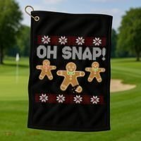 Gingerbread Oh Snap Ugly Christmas Sweater Golf Towel thumb 1